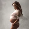 セクシーなマタニティ写真撮影チュールパール妊娠ドレス写真プロップマキシガウンドレス妊婦服