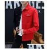 Mens Jackets Spring Autumn Men Casual Slim Denim Jacket Black White Red Color Matching Homme Letters Embroided Harajuku Style Coat D DH463