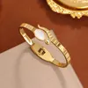 Bangle 2024 Design Opal Geometric Open Bangles&bracelets For Women Fashion Brand Jewelry Delicate Zircon Bangles