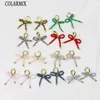 Dangle Earrings 5 Pairs Multi Color Handmade Glass Bead Bow Shape Vintage Women Elegant Lovely Fashion Jewelry Gift