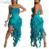 Runway Dresses Women Sexy Solid Color Ruffles Trim Decor Bodycon Irregular Bandeau Party Dress T240515