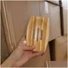 Soap Dishes Natural Bamboo Wooden Dish Woodens Soaps Tray Holder Storage Rack Plate Box Container Bath Shower Bathroom Drop Delivery Dhjf5