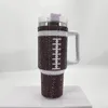 Tobus de sport de ramine de 40 oz avec poignée rugby bling cristal scintigrant en acier inoxydable grande capacité tasse de bière isolée de voyage isolée de voyage tasse de café