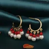 Dangle Earrings Summer Trend Vintage Tassel Freshwater Pearl Drop Handmade天然石繊細な民族宝石