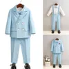 Kids Jackethose Bowtie Gurt 4Ps Zeremonie Foto Anzug Blume Jungen Performance Kostüm Kinder Sky Blue Piano Party Kleid