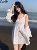 Work Dresses Sets Women White Sun-proof Long-sleeve Shirts A-line Beach Style Holiday Casual Tender Fashion Elegant Female Ulzzang