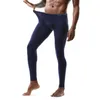 Mäns termiska underkläder män långa johns sexiga tätt låghöjda fast färg varma byxor andningsbara casual hembyxor höga stretch underbyxor