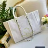 Womens Mens Designer Beach bag Large the tote bag Luxury handbag clutch Nylon canvas pearl Shopping travel bag Summer crossbody clutch lady gold chain Shoulder bags