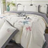 3pcs Polyester Duvet -Abdeckungssatz 1Duvet 2pillowcase ohne Kern elegante Blumengestickte Bettzeug 240506