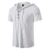 Męskie letnie męskie T-shirt z krótkim rękawem bawełniana i lniana lodowa loda casual męska koszulka oddychająca 240430