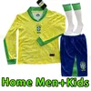 Homens+crianças de manga longa Brasilis Soccer Jerseys 2024 Paqueta Coutinho Firmino Brasil 24 25 Neymar Jr Vini Silva Dani Alves Pele Home Away Fãs Jogador de fãs