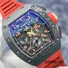 RM Tourbillon Wrist Watch Rm011 Lotus F1 Team Lotus Black Ntpt Carbon Fiber Automatic Mechanical Mens Watch
