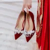 Lady Noble s robe sandals d'été chaussures rétro coulissantes sur les fleurs pointues fleurs à talon élevé mariage sandale dre shoe fleur 461 d a412