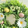 Decorative Flowers Rattan Egg Wreath Pendant Diy Flower Garland Door Hanging Happy Easter Wedding Decoration 2024