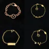 Chaîne Chain Bangles V Letter Bracelets Men Femmes Brand Brass Brangle 18k Gold Bijoux en cuivre