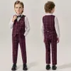 Flower Boys Wedding Ceremony Photograph Suit Children Gary Vest Pants Piano Party Dress Prince Kids Formal Performance Costume