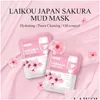 Masks Peels Laikou Japan Sakura Mud Face Mask Cleansing Whitening Moisturizing Oil-Control Clay Facial Skin Care Drop Delivery Health Otulm