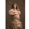 ハイスリットプロムドレスフリル写真撮影のためのマタニティローブ女性妊娠中の人魚のイブニングガウンカスタマイズ