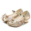 Classic Bow Girl Pu Leather For Girls Party Dance Children Kids 3-14 Years Princess High Heels Child Wedding Shoes L2405 L2405
