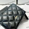 Girls Diamond Lattice Black Short Cartê de Carteira do Cartão de Caviar Caviar Caviar Mini minúsculo embreagem Billfold Wear resistente e durável 11x9cm