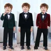 Kinder Abendpartyjacke Hosen Bowtie 3pcs Foto Anzug Kinder 1year Geburtstagskleider Jungen Hochzeits Performance Klavier Set