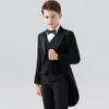 Bambini formale 007 smoking nero abito da sposa abbigliamento floreale boys da sera serata di fotografia di compleanno costume da regalo di compleanno