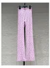 Calça feminina de alta qualidade elástica tricô de malha com bordas de renda para esportes ao ar livre confortáveis longos