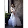 Sukienka do sesji zdjęciowej, sukienki o ciążach, bohemijskie ciężarne suknie ślubne z pociągiem, prosta biała suknia ślubna NG017