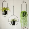 Planters POTS HANGING METAL 10 Typ Flower Pot Nordic Chain Planter Basket Vase For Home Garden Balkony Decoration 230608 Drop Deliver Otae2