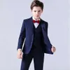 Spring Big Boys Top Quality Plaid Wedding garnitur dla nastolatka Kid Formal Tuxedo Bowtie Dress Children Blazer Party Performance Costume