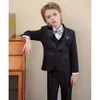 Kinder schwarz Klavier Fotografieanzug Blumenjacke Jacke Weste Hosen 3pcs Hochzeitskleid Prince Kids Tuxedo Set Abschluss Kostüm