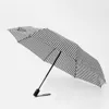 PARACHASE Fully Automatic Thousand Bird Grid Long Handle Three Fold Windproof Straight Rod Golf Umbrella Female Student
