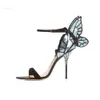 Kvinnor av hög kvalitet Sandaler Design Butterfly Heels utsökta vackra vingskor Kvinnlig bankettparty klänning Sandal Deign Heel Exquiite Shoe Dre 428 D FC38