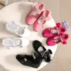 2021 NEW FLOWER GIRLS SPRING AUTMER PRINCESS LACE REATHER 3-11 AGES TODDLER SHOES L2405 L2405のためのかわいい弓のかわいい弓のラインストーン