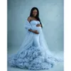 Nouveaux bijoux et robe de maternité en spandex extensible Robe Photo -hocy PhotoShoot Ruffles plissés en bas de sirène en tulle