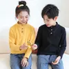 2022 Autumn Winter T koszule Dzieci z długim rękawem Dna Kolor Candy Tops dla dzieci zagęszcza ciepłe nastolatki