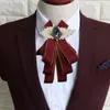 Bow Ties British Butterfly Knot Tie Handmade Flower Bowtie Ribbon College Rhinestone Shirt Gift Fashion Men Accessories