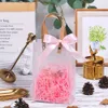 10 -stcs Duidelijke PVC -cadeauzakken met roze lint plastic draagtas wrap voor het verpakken van vakantiegeschenken winkelen verjaardagsvoorraden 240427