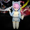 Action Toy Figures Twin Lovely Girl 13cm Kneeling Girl Anime Figure Rem Action Figures PVC Kimono Girl Doll Collection Gift Toys Y240516