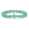 Strand Green Aventurine Jesus Cross Charm Bracelet Natural Stone Unakite Obsidian Amethysts Malachite 8mm Beads Bracelets For Women Men