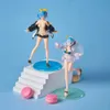 Action Toy Figures 22cm Beach Swimwear Blue Haired Girl Anime Figure Rem Twins Action Figur Rem Figur Collection Model Doll Toys Y240516