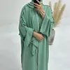 Etnische kleding Turkije Dubai Abayas Moslimset Cardigan Binnenronde en Tulband lange gewaden driedelige opening voor vrouwenjurk