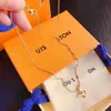 Designer 18k Gold Plated Pendant Necklaces Chain Rhinestone Steel Choker Brand for Women Wedding Party Jewelry Couple Gifts 0328