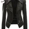 Women's Leather Y2k Autumn Women Moto Pu Faux Jacket Woman Zipper Coat Female Black Punk Bomber Outwear