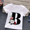 T-shirty Unisex Summer Nowy koszulka moda alfabet dziewcząt T-shirt harajuku retro chłopcy T-shirt Kwiat Element Piękny okrągły szyję Childrens T-shirtl240502
