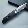 Kampanj A2463 High End Flipper Knife D2/Damascus Steel Tanto Point Blade G10/Carbon Fiber Handle Ball Bearing EDC Pocket Knives