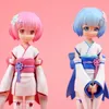 Action Toy Figures 18cm Anime Twin Sisters Blue Haired Red Haired Girl Olika World Maid Dress Up Figure Doll PVC Collection Model Toys Tound Y240516