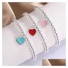 Beaded Brand Luxury Eternal Couple Strands Bracelet Heart Balls 4Mm Bead Bracelets For Women Green Blue Pink Charm Drop Delivery Jewel Dhcnz