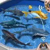 RC Animal Robot Simulation Shark Electric Prank Toy for Children Boy Kids Pool Water Swimming Submarine Boat Fjärrkontroll Fisk 240508
