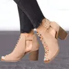 Sandalen Peep Square Heel 2024 Vrouwen Toe Hollow Out D chunky gladiator met riem Black Spring Summer Shoes 549 D 3140